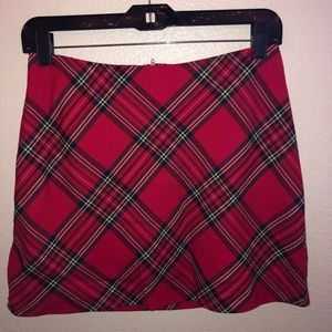 VINTAGE red plaid mini skirt
